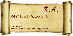 Kállai Acicét névjegykártya